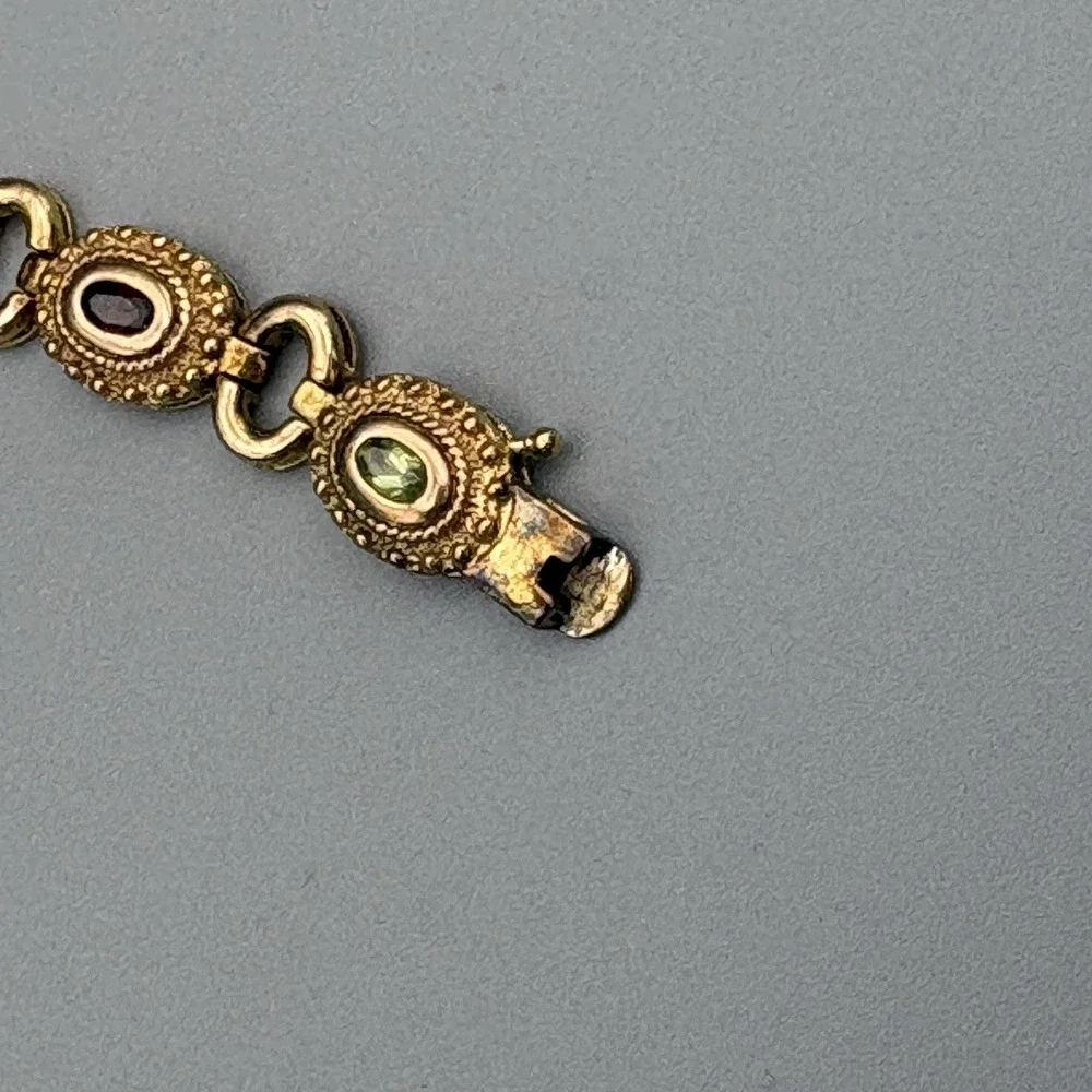 Ross Simons 18k Gold Plated Sterling Silver Bracelet Gemstone Etruscan Revival 7